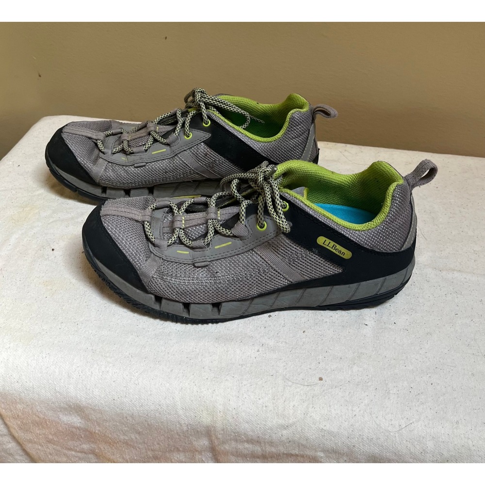 L.L. Bean Pathfinder Ventilated Hiking Shoes Gray Lime Men's 8 Wide 8W